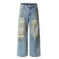 Fashion workwear jeans high street embroidery loose wide pants