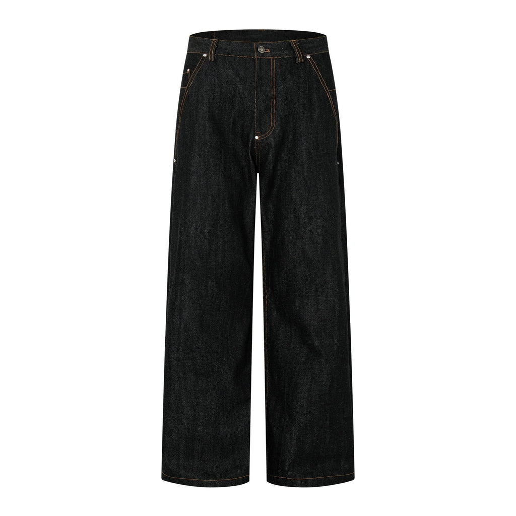 Fashion workwear jeans high street embroidery loose wide pants
